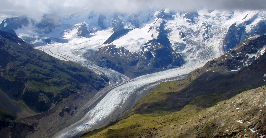 Morteratsch and Persgletscher in the Bernina Region of the Italian Alps