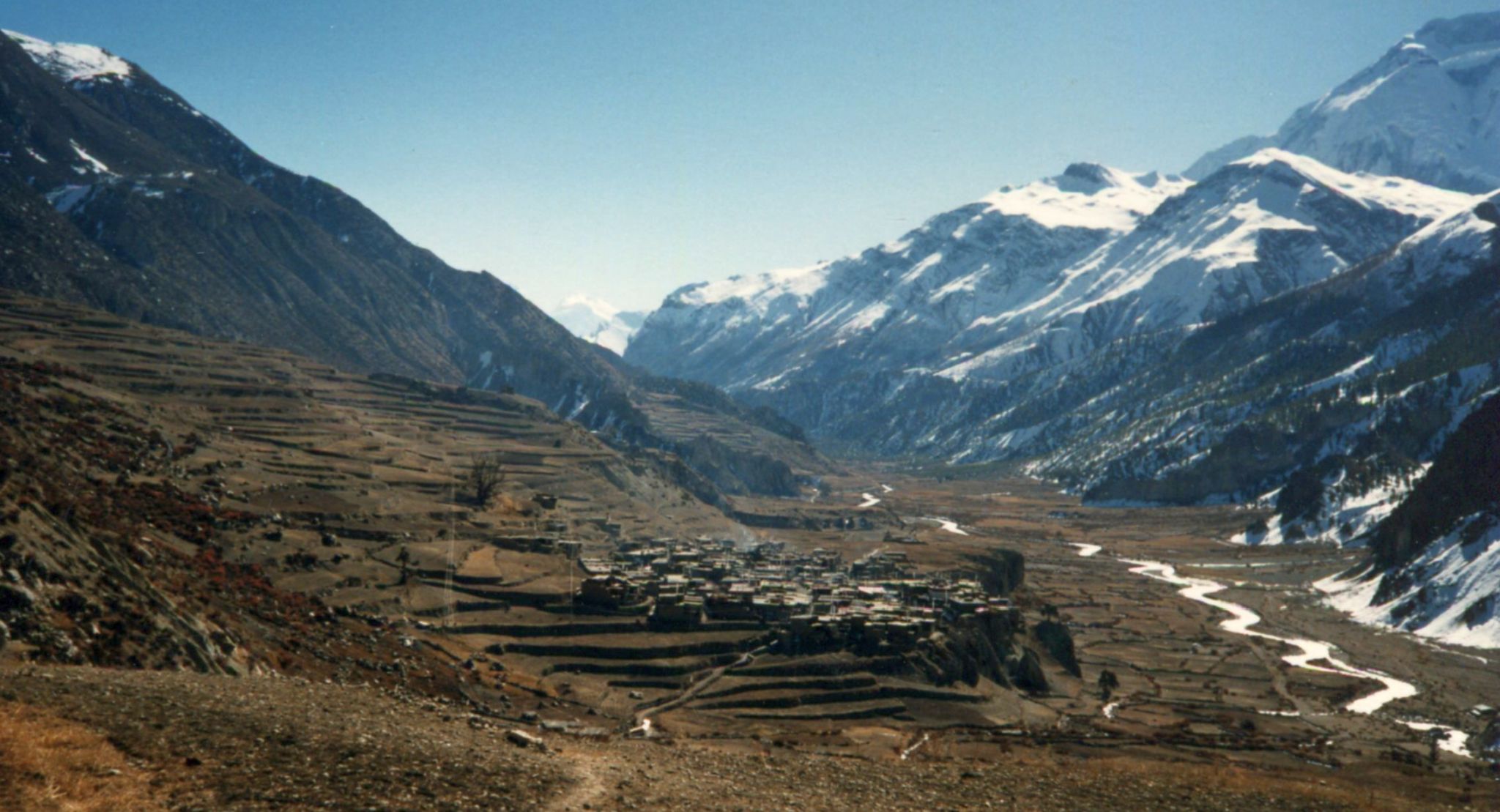 Manang Village in Manang Valley beneath Annapurna Himal