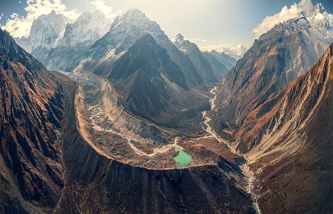 Mount Jannu ( Khumbakarna ) Sobithongie, Phole and Khabur from Kambachen in the Ghunsa Khola Valley