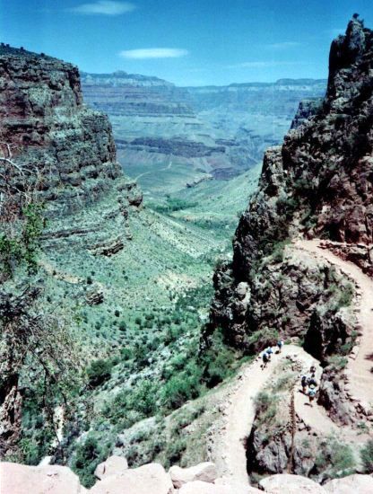 Zig zags on the Bright Angels Trail on the South Rim of the Grand Canyon