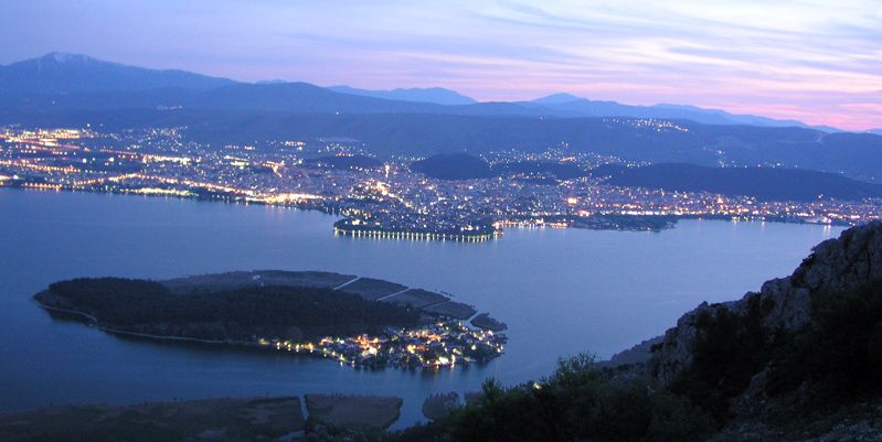 Lake Pambotis ( Pamvotis ) and Ioannina in North West Greece