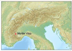 Location map of the Cottian Alps in NE Italy