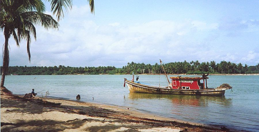 Fishing Boat on Kelantan River near Kota Bharu on the East Coast of Peninsular Malaysia