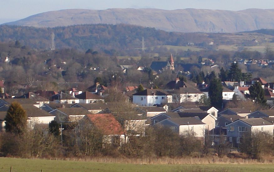 Milngavie beneath the Campsie Fells from South Mains Farm