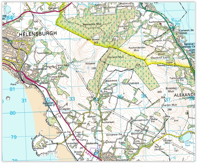 Map of Ben Bowie area