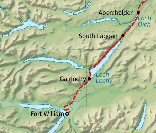 Walking Scotland from End to End - route map - Fort William to Cape Wrath
