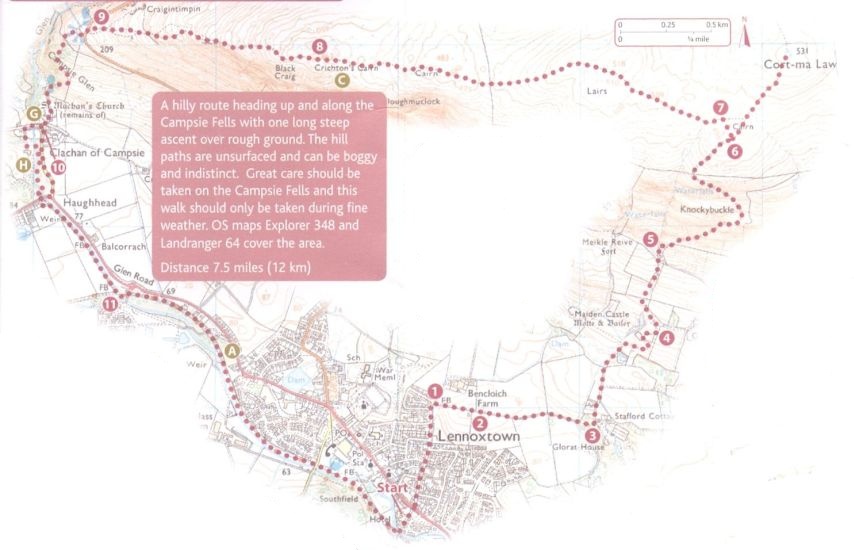 Map for Cort-ma-Law circuit in the Campsie Fells