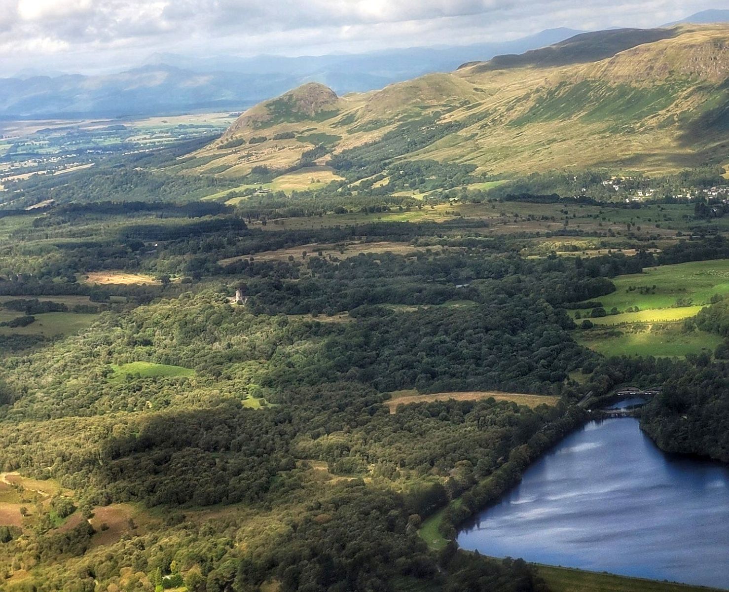 Aerial view of Dumgoyne and  Campsie Fells