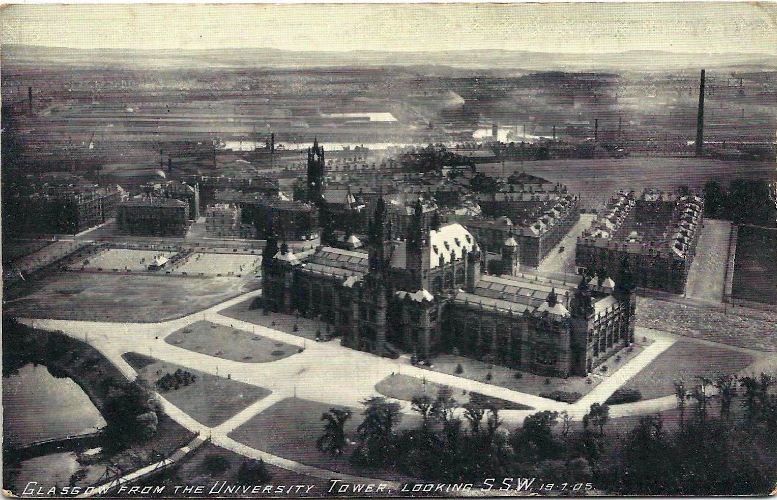 View of Glasgow Museum and Art Gallery at Kelvingrove from the Tower of Glasgow University