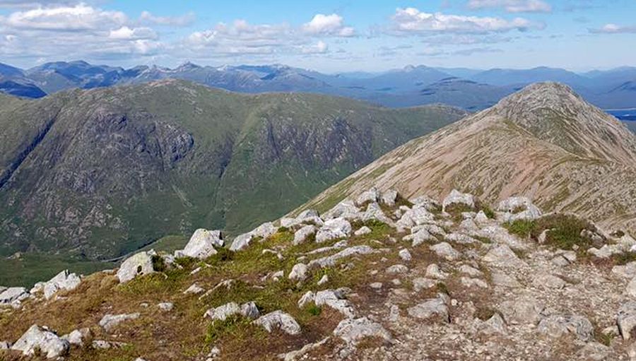 Mamores and Aonach Eagach Ridge from Buachaille Etive Beag