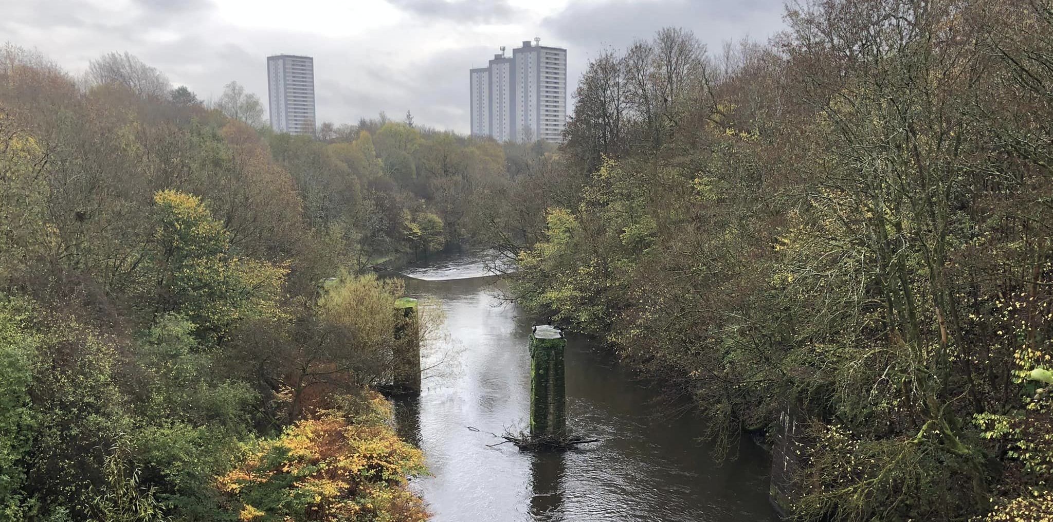 Old Bridge Piers in Kelvin River in Maryhill