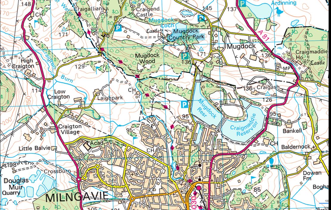 Map of the West Highland Way from Milngavie to Khyber Pass