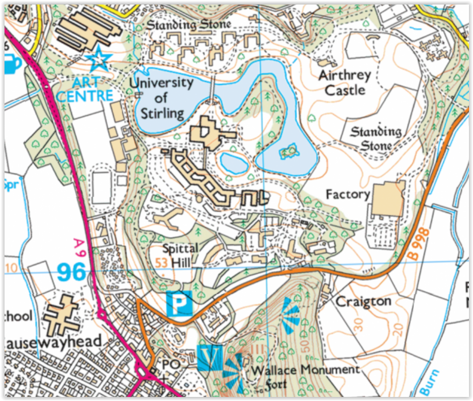 Map of Stirling and Wallace Monument