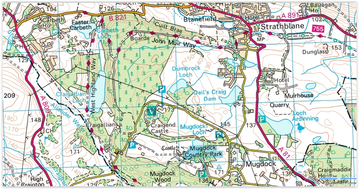 Map for Deil's Craig Dam