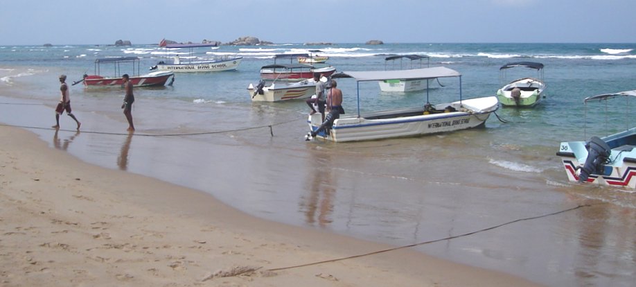 Pleasure Boats at Beach at Hikkaduwa