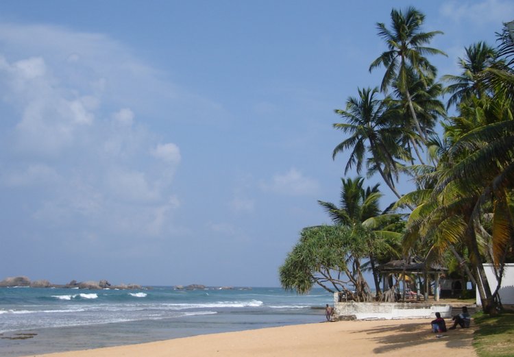 Beach at Hikkaduwa on the west coast of Sri Lanka