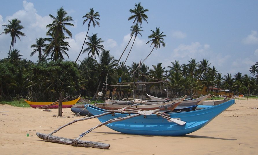 Outrigger Fishing Boat on Beach at Hikkaduwa